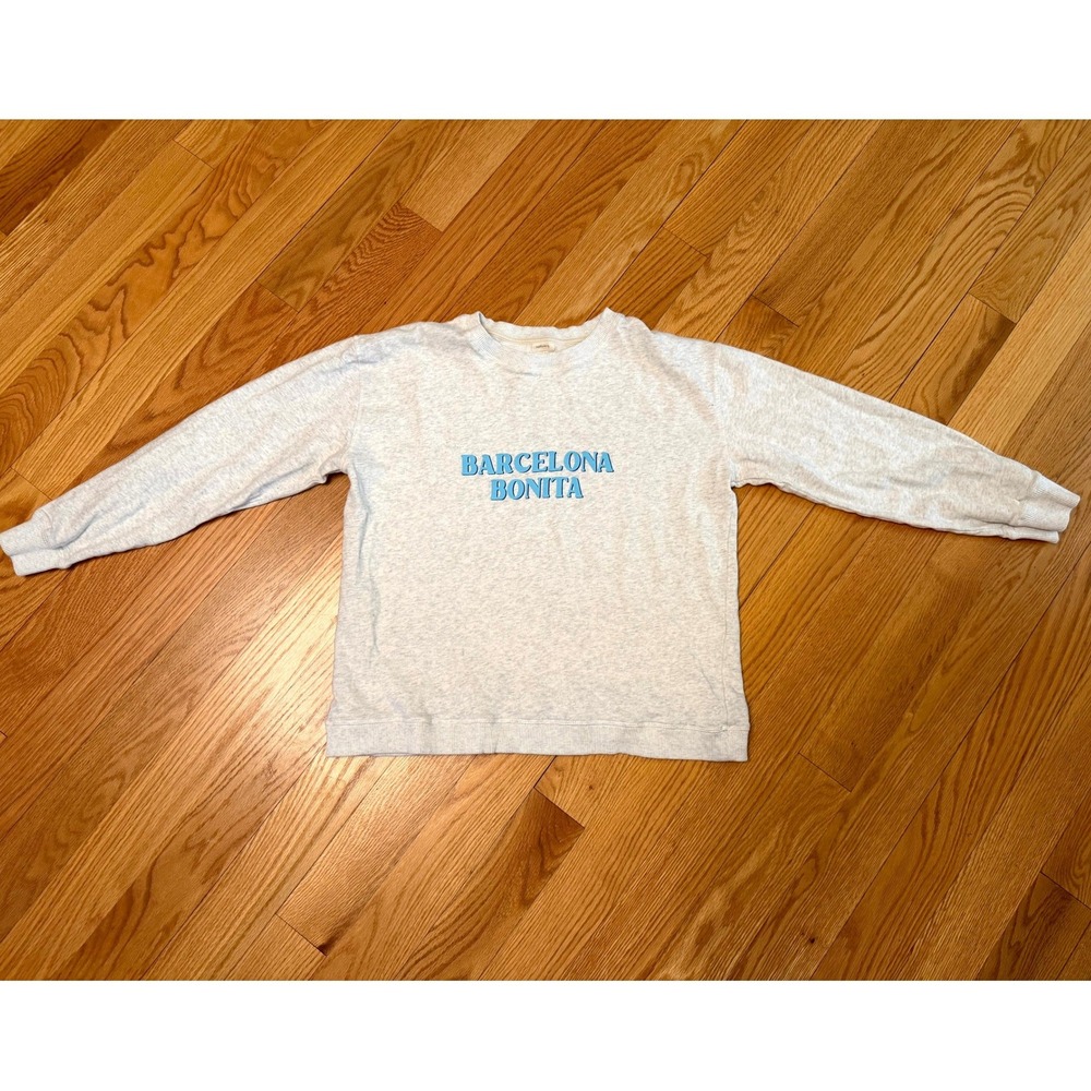 Natura Barcelona Bonita Sweatshirt Gray Blue Graphic Pullover Made in Portugal